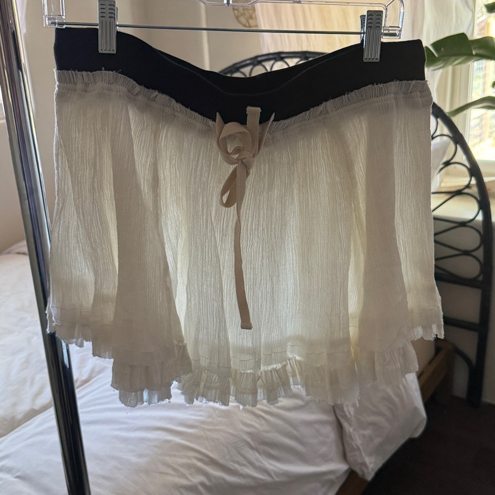 Free People Black and Cream Mini Skirt